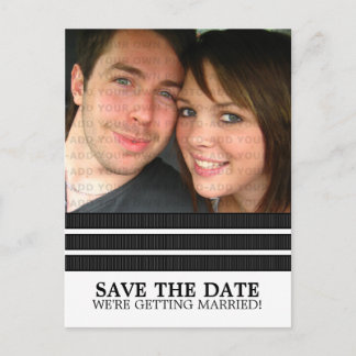 Ebony Triple Stripe Save the Date Postcard