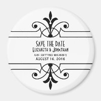Ebony v2 Fancy Ornamental Save the Date Magnet