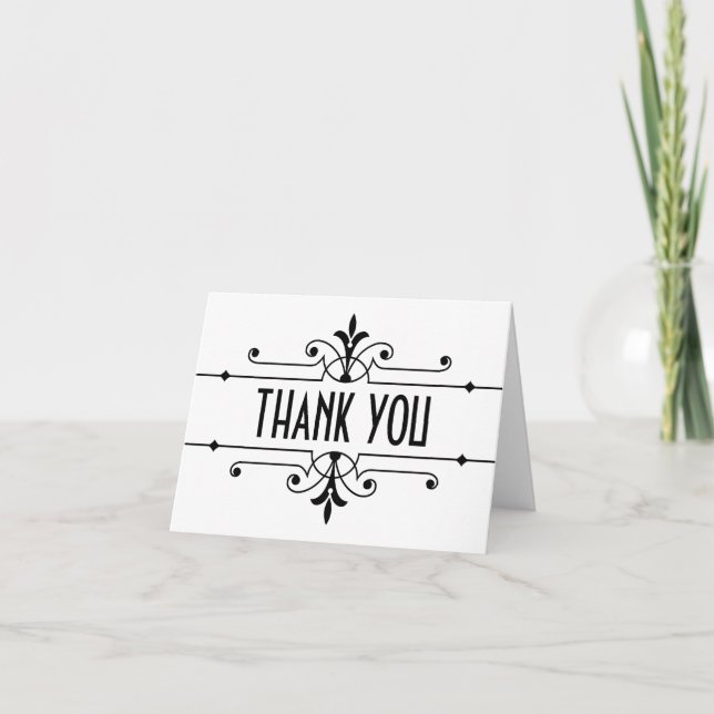Ebony v2 Fancy Ornamental Thank You Card (Front)