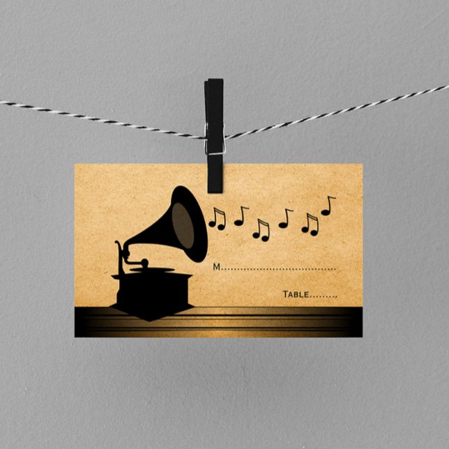 Ebony Vintage Gramophone Place Card (Ebony Vintage Gramophone Place Card)