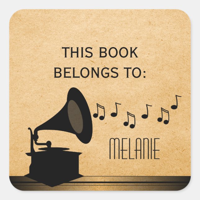 Ebony Vintage Gramophone Stickers (Front)