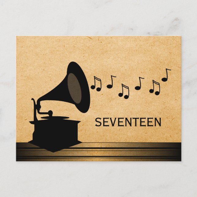 Ebony Vintage Gramophone Table Postcard (Front)