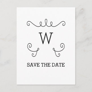 Ebony Whimsical Flourish Save the Date Postcard