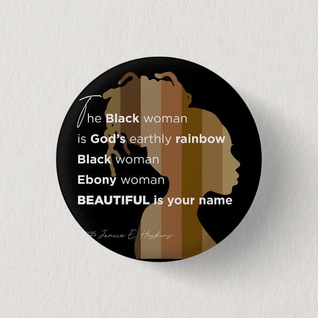  Ebony woman, Tote Bag 1 Inch Round Button (Front)