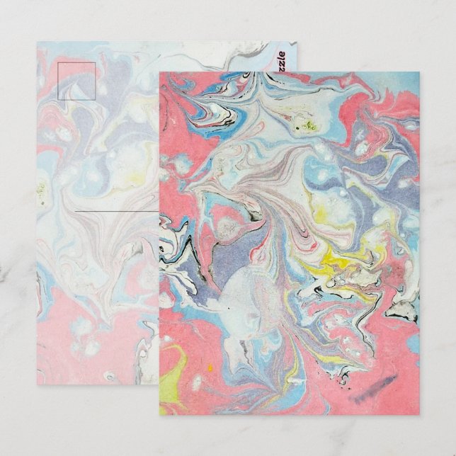 Ebru Art Pastel Abstract — Signature Matte  Postcard (Front/Back)