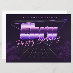 Ebru Nom Prénom lila retro Carte Anniversaire