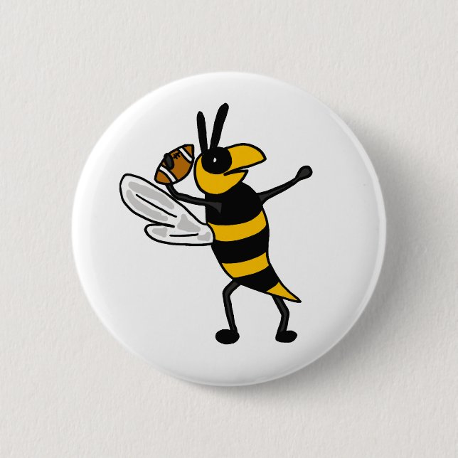 EC- Yellow Jacket Throwing Football Cartoon 2 Inch Round Button (Front)