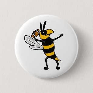 EC- Yellow Jacket Throwing Football Cartoon 2 Inch Round Button