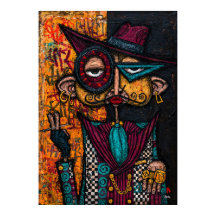 Eccentric Dandy With Curled Moustache and Turquois