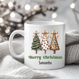 Eccentric Leopard Christmas Trees Personalized Mug
