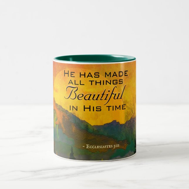 Ecclesiastes 3:11 He has made all things Beautiful Two-Tone Coffee Mug (Center)