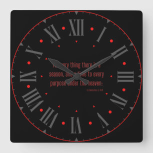 Ecclesiastes 3:1 KJV Bible Verse II Roman Numeral Square Wall Clock