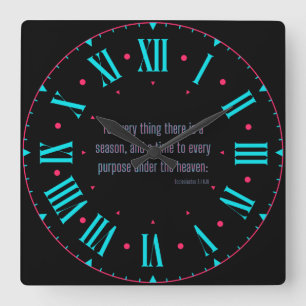Ecclesiastes 3:1 KJV Bible Verse Roman Numeral Square Wall Clock