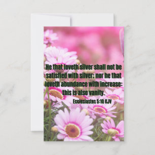 Ecclesiastes 5:10 Bible Verse Pic Flat Greeting Card
