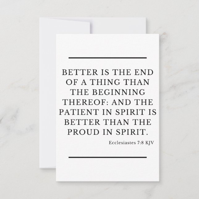 Ecclesiastes 7:8 KJV Bible Verse Flat Greeting Card (Front)