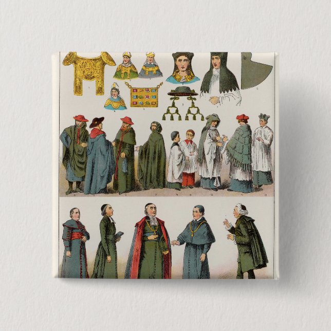 Ecclesiastical Dress 2 Inch Square Button (Front)