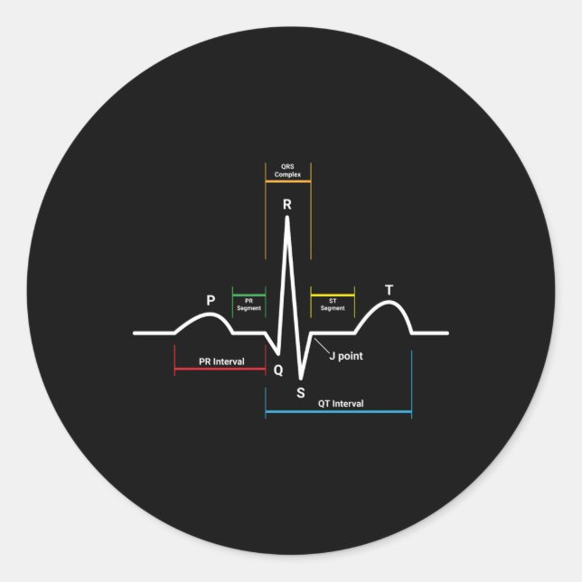 Ecg Ekg Hebeat Classic Round Sticker (Front)