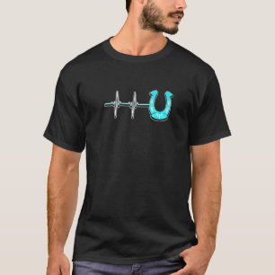 Ecg Heartbeat Graphic Horse Lover Equestrian Rider T-Shirt