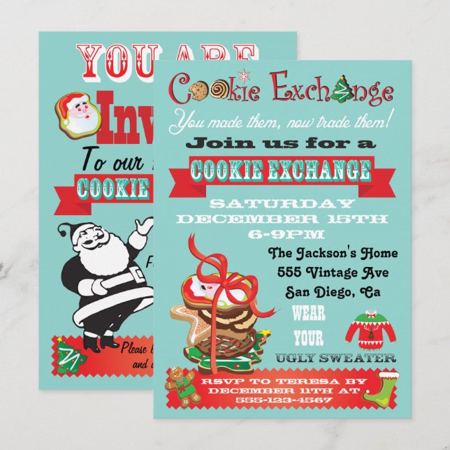 Échange de cookies/ Invitations de parties de Swea (Devant / Derrière)
