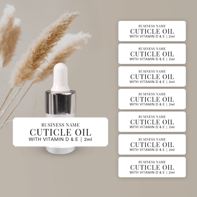 Échantillon Vial 2ml MINI Dropper Étiquette boutei (Simple nail and cuticle oil dropper bottle product label with fully editable design)