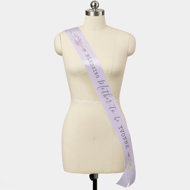 Écharpe De Fête Plumes de Boho perles mauve mère de bénédiction (Mannequin)