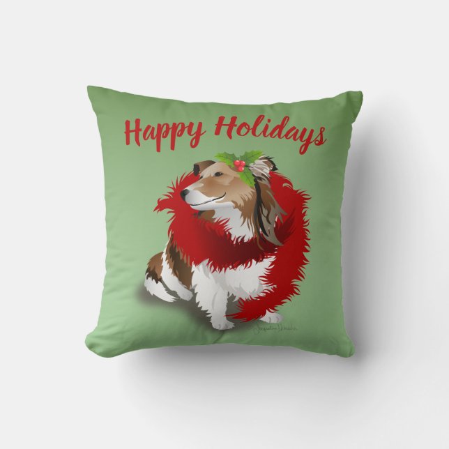 Écharpe rouge, Holly, Oreiller de Noël (Recto)