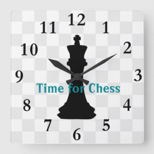 Échecs Design Carré Horloge murale