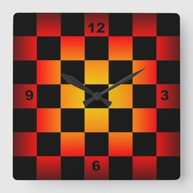 Échecs ~ Horloge en damier Arrière - plan noir et  (Recto)