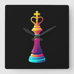 Échecs King Mur Carré Horloge