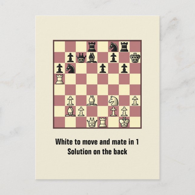 Échecs Mate Dans 1 Puzzle #4 Carte Postale (Devant)