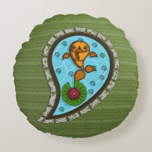 Échelle Coussin Rond Poisson Rouge