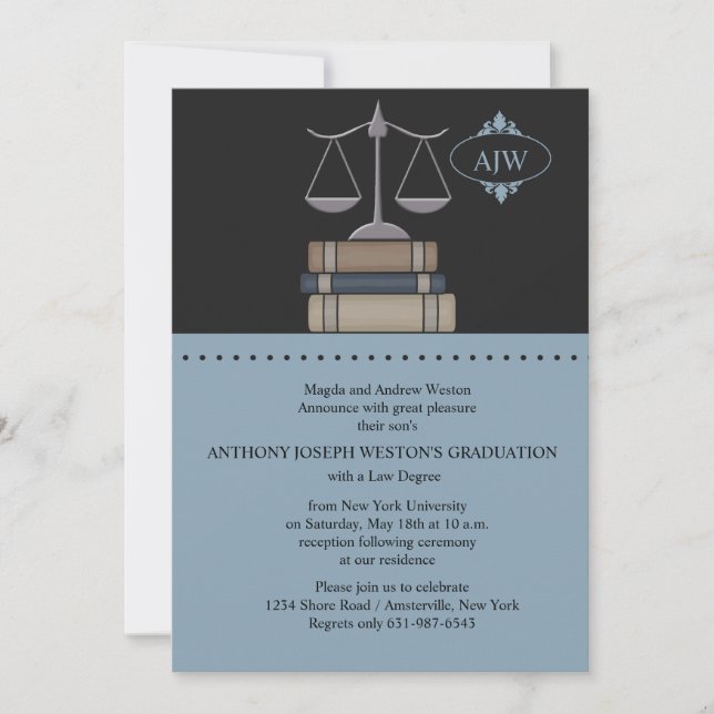 Échelle de bleu de justice, invitation d'école de (Devant)