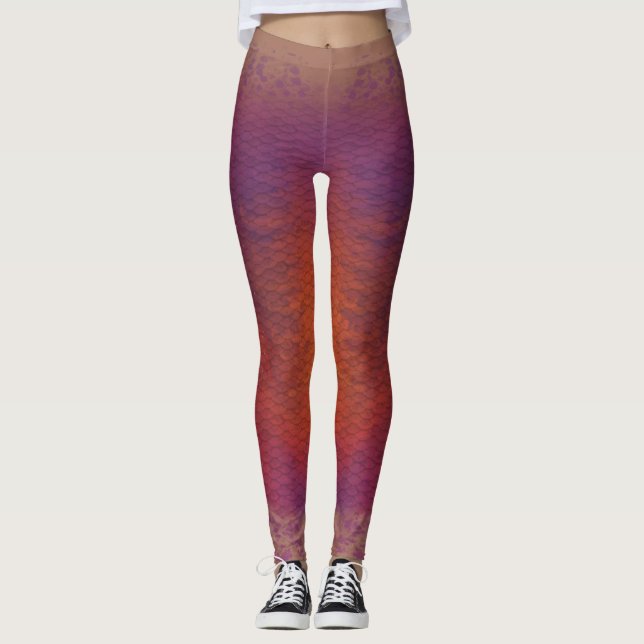 Échelle de sirène taille mixte Leggings Violet Dus (Devant)
