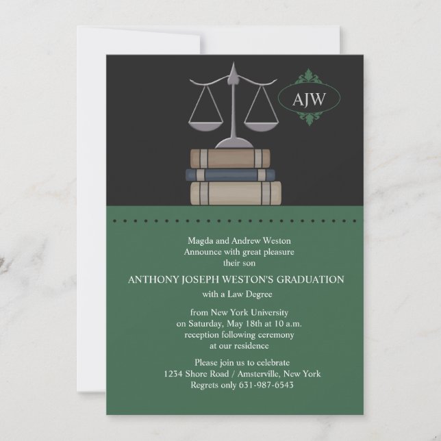 Échelle de vert de justice, invitation d'école de (Devant)