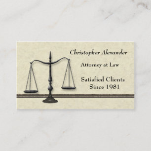Échelles de carte de visite d'avocat de justice