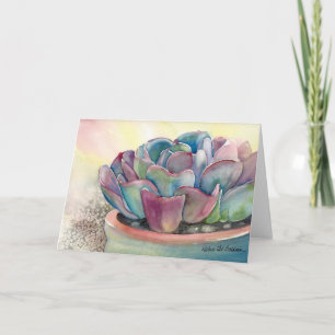 Echeveria Watercolor Card by Debra Lee Baldwin