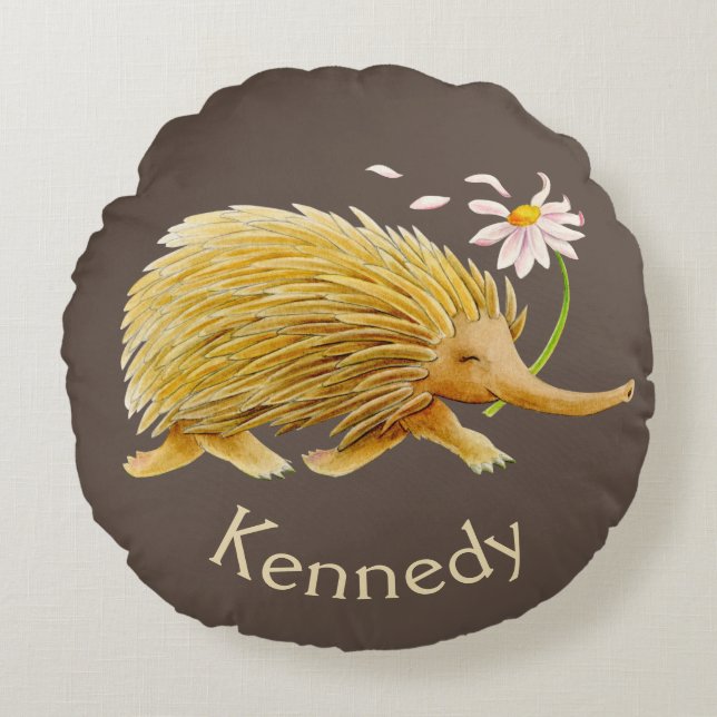 Echidna aquarelle coussin d'art lunatique (Devant)