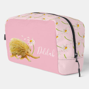 Echidna cute whimsy animal art personalized dopp kit