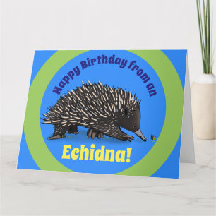 Echidna mignon avec la carte d'anniversaire de
