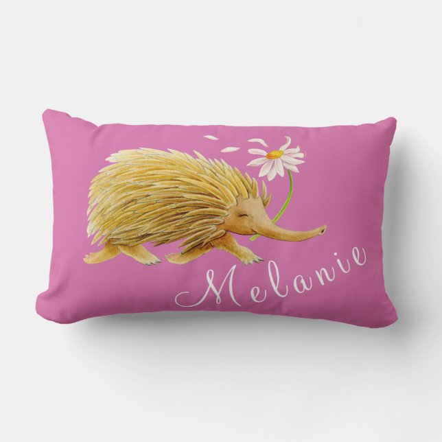 Echidna watercolor whimsy girls name pillow (Front)