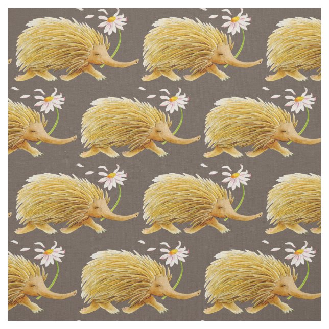 Echidna watercolor whimsy pattern nursery fabric (Swatch)