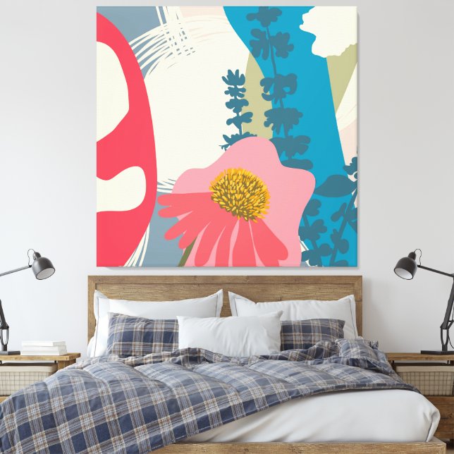 Echinacea Abstract Artistic Modern Colour Blocks   Canvas Print (Insitu(Bedroom))