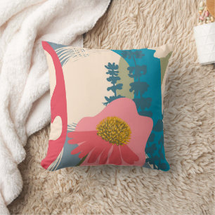 Echinacea Abstract Artistic Modern Colour Blocks Throw Pillow