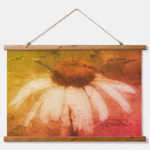 Echinacea Coneflower Daisy Abstract Distressed Hanging Tapestry