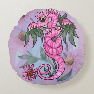 Echinacea flower lil' garden dragon round pillow