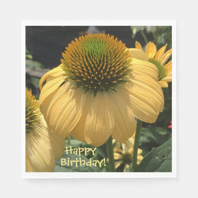Echinacea Happy Birthday Napkin (Front)