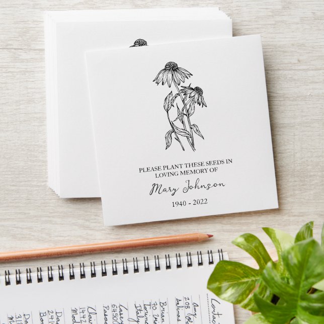 Echinacea Memorial Funeral Seed Envelope (Stacked)