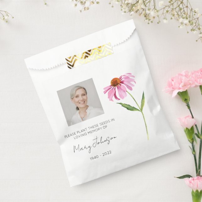 Echinacea | Simple Photo Funeral Seed Favour Bag (Sealed)