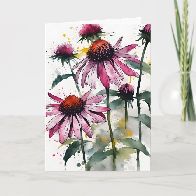 Echinacea - Watercolor flowers Card (Front)