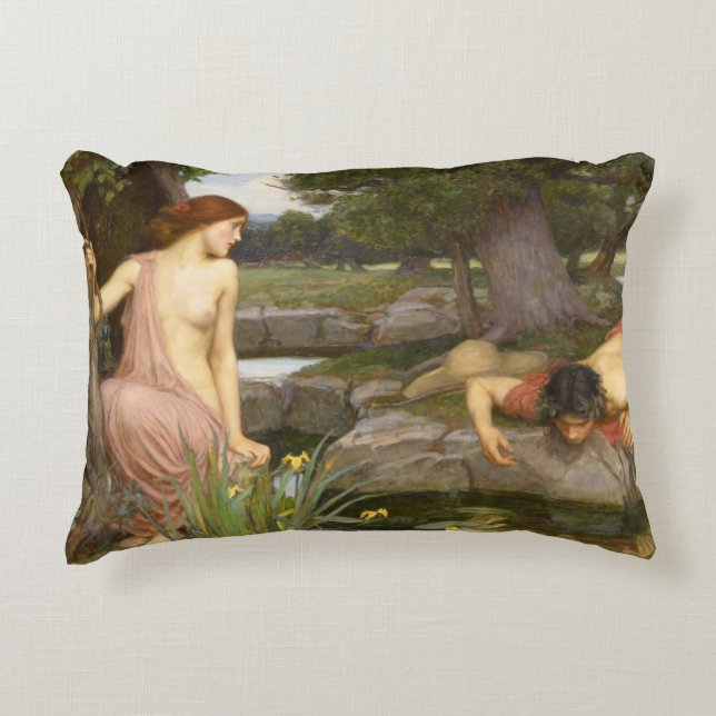 Echo and Narcissus by John William Waterhouse Decorative Pillow (Front)